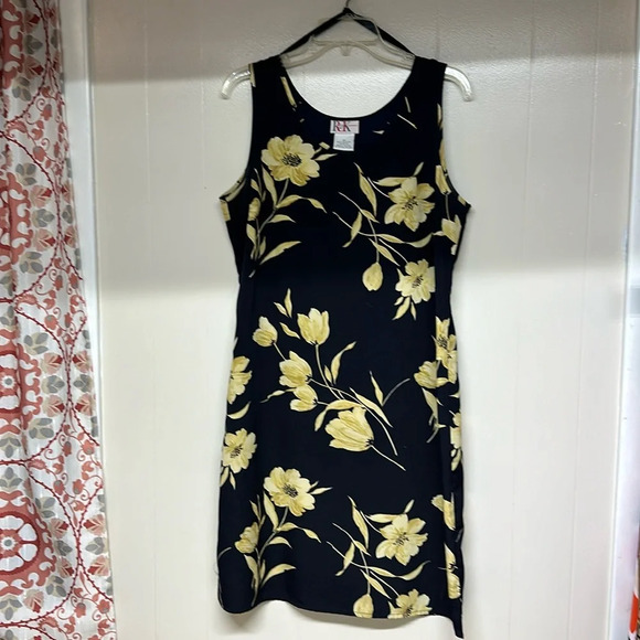 R&K Originals Blue with Yellow Floral Dress Sz10 - Picture 1 of 10